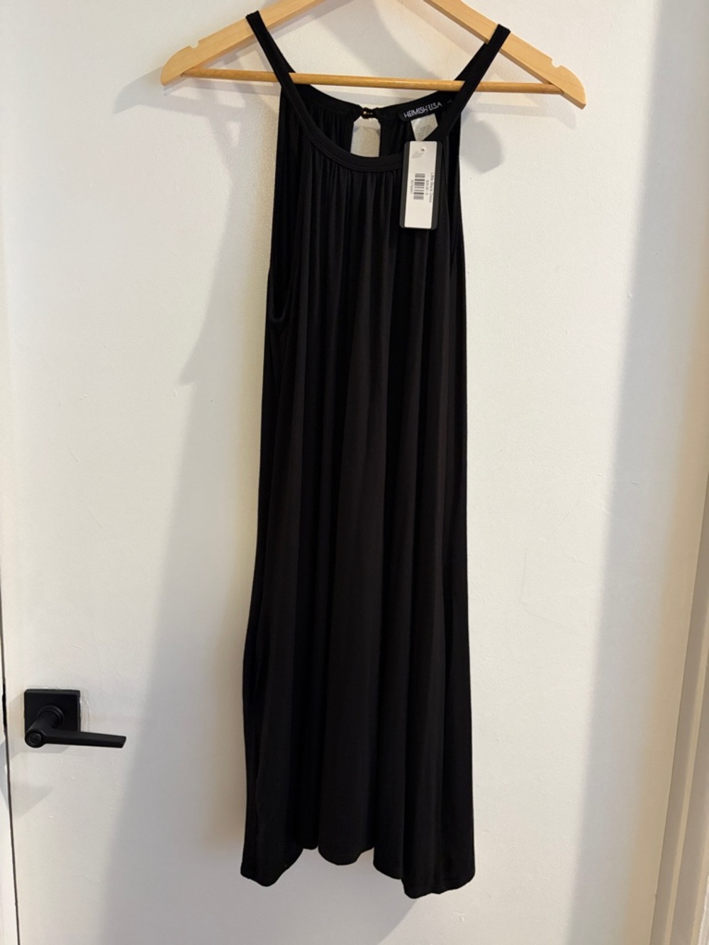 HEIMISH USA Black Sleeveless mini Dress with Gathered Yoke size small NWT